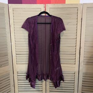 Avidlove Women’s XXL Purple See-Through Short sleeve Chemise/Nightgown